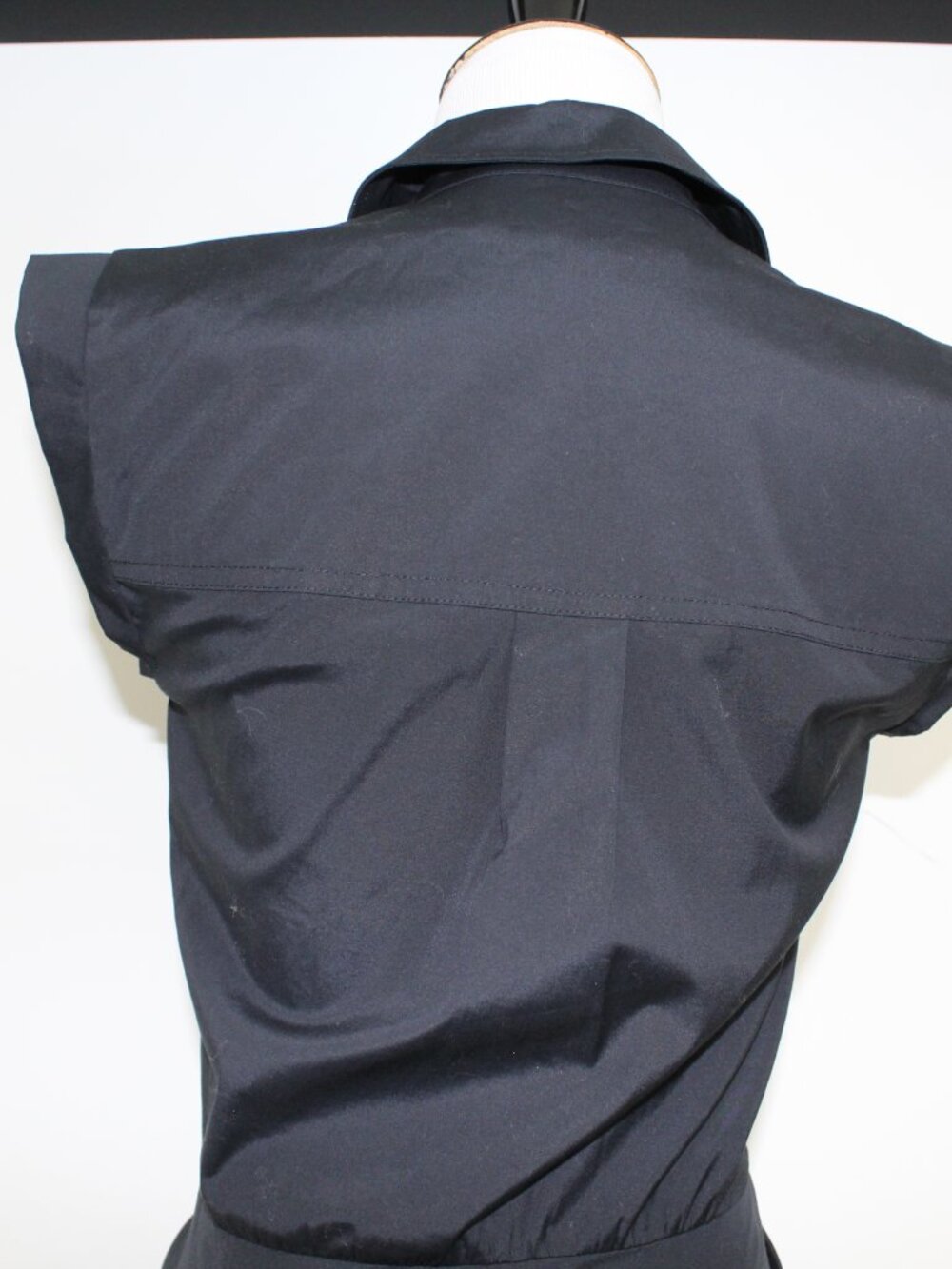 Veronica Beard Ruched Shirt Dress Black NWT Button Down Fitted Mini - Picture 8 of 12